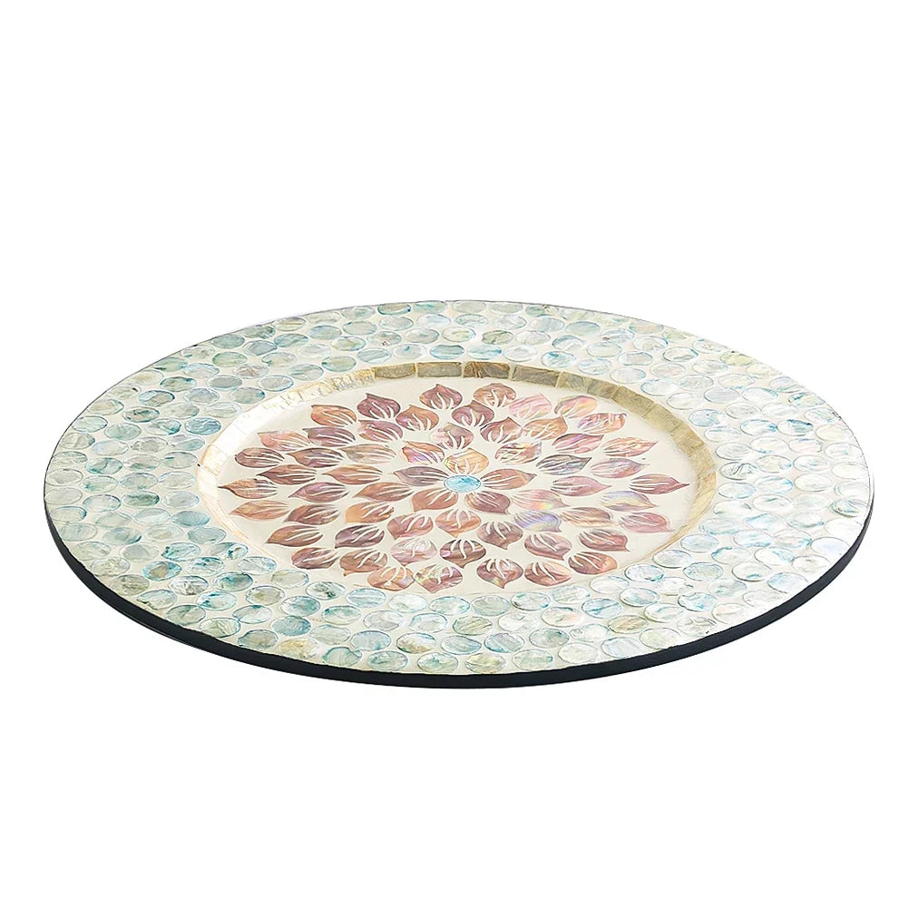 Mother-of-Pearl Inlay Mandala Wooden Serving Tray