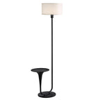 Dimmable Floor Lamp with Side Table | 57.5" Vintage Standing Light, Foot Switch & Bulb Included