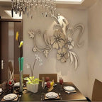 3D Mirror Flower Removable Wall Sticker