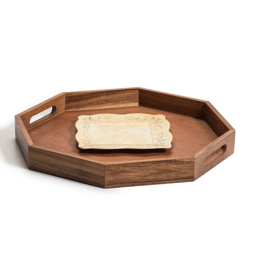 Acacia Wood Octagon Serving Tray