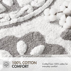 Round Medallion Tufted Cotton Bath Rug – 25", Plush, Super Absorbent, Machine Washable