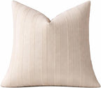 Light Beige Textured Striped Throw Pillow Cover 18" X 18" 2-Pack
