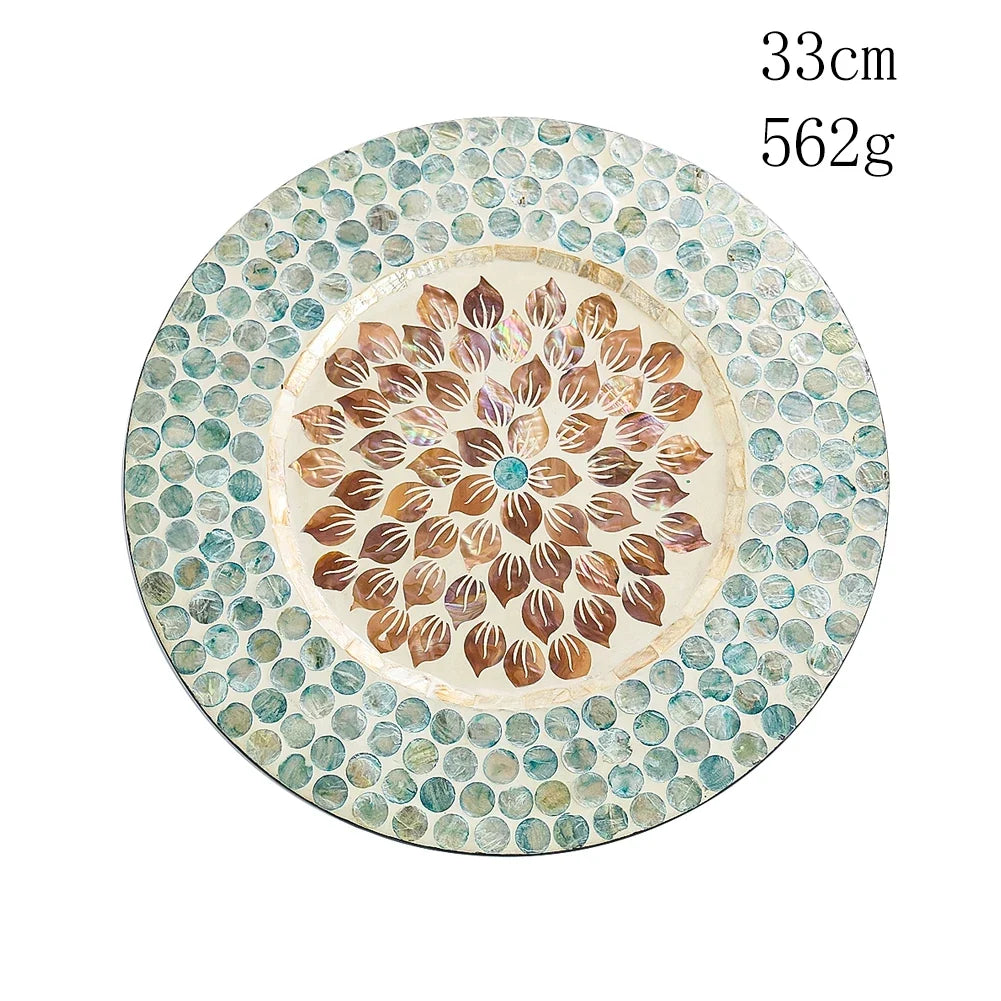 Mother-of-Pearl Inlay Mandala Wooden Serving Tray