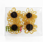 Beaded Sunflower Napkin Rings, Set of 4