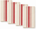 Cotton Cloth Napkins with Red Striped 20" X 20", Set of 4