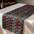 Plaid Christmas Table Runner with White Snowflakes 13" X 73"