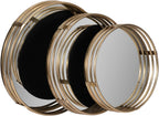 Round Mirrored Trays, Gold 3 Pc Set