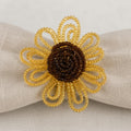 Beaded Sunflower Napkin Rings, Set of 4