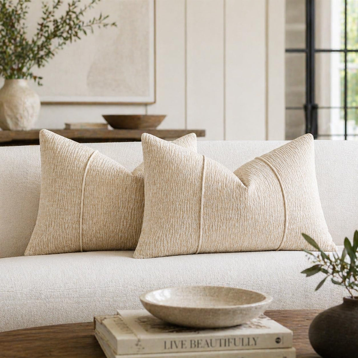 Textured Corded Ribbed Decorative Filled Accent Pillow 12" X 20" 1-Pack