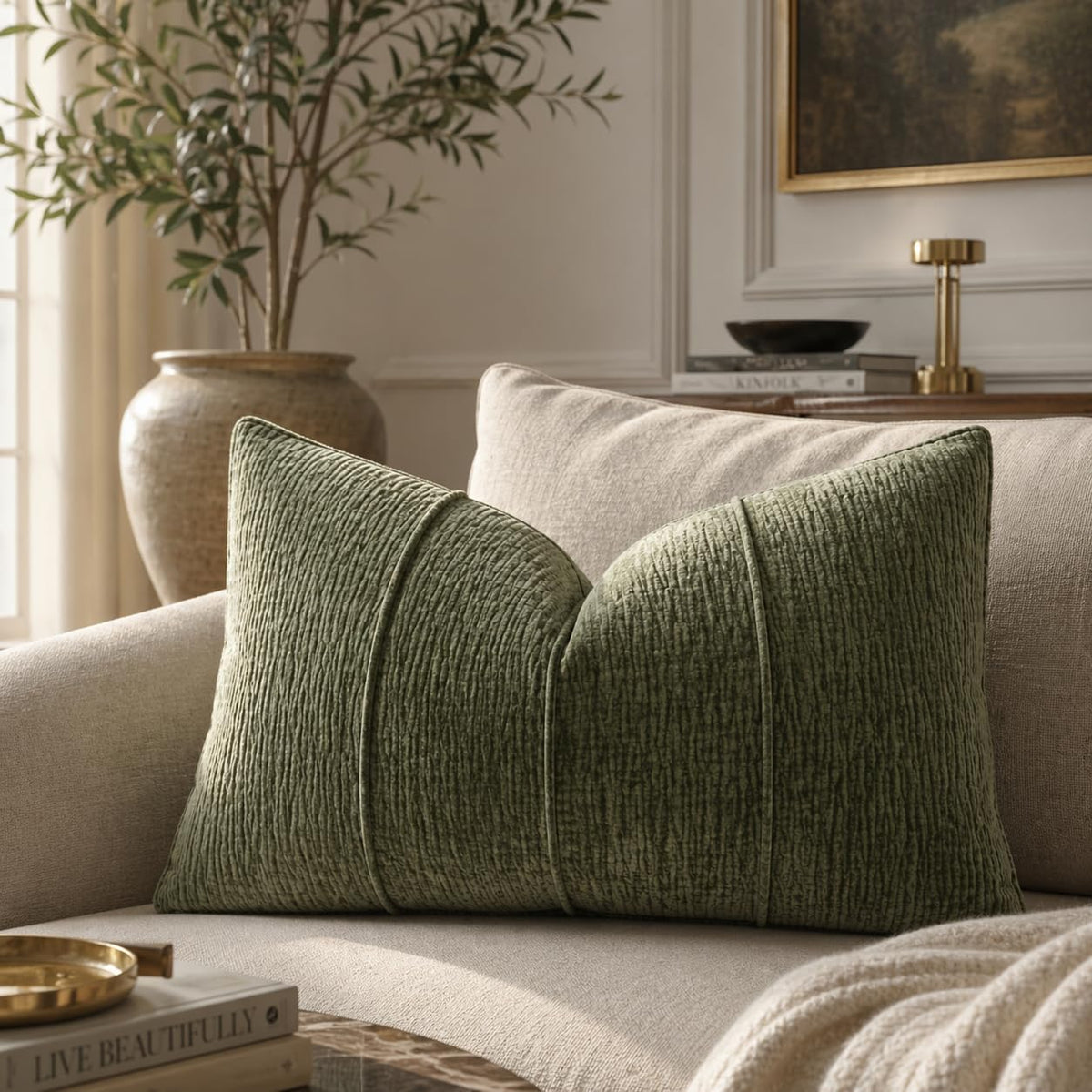 Textured Corded Ribbed Decorative Filled Accent Pillow 12" X 20" 1-Pack