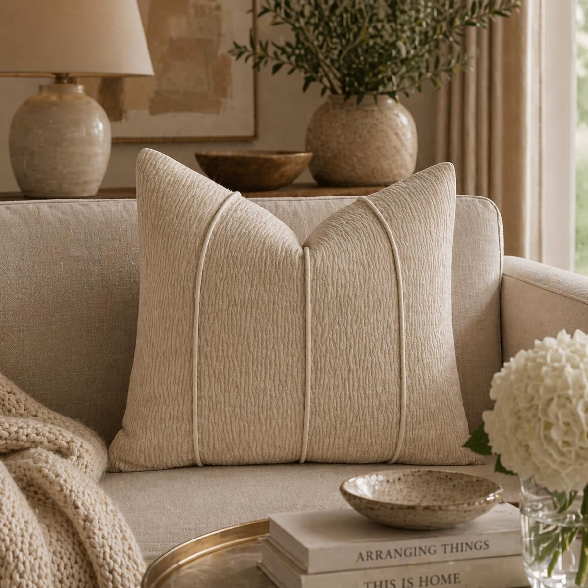 Textured Corded Ribbed Decorative Filled Accent Pillow 12" X 20" 1-Pack