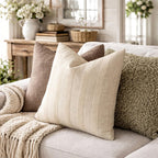 Light Beige Textured Striped Throw Pillow Cover 18" X 18" 2-Pack