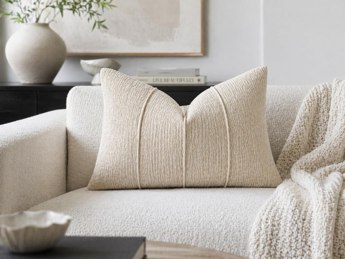 Textured Corded Ribbed Decorative Filled Accent Pillow 12" X 20" 1-Pack