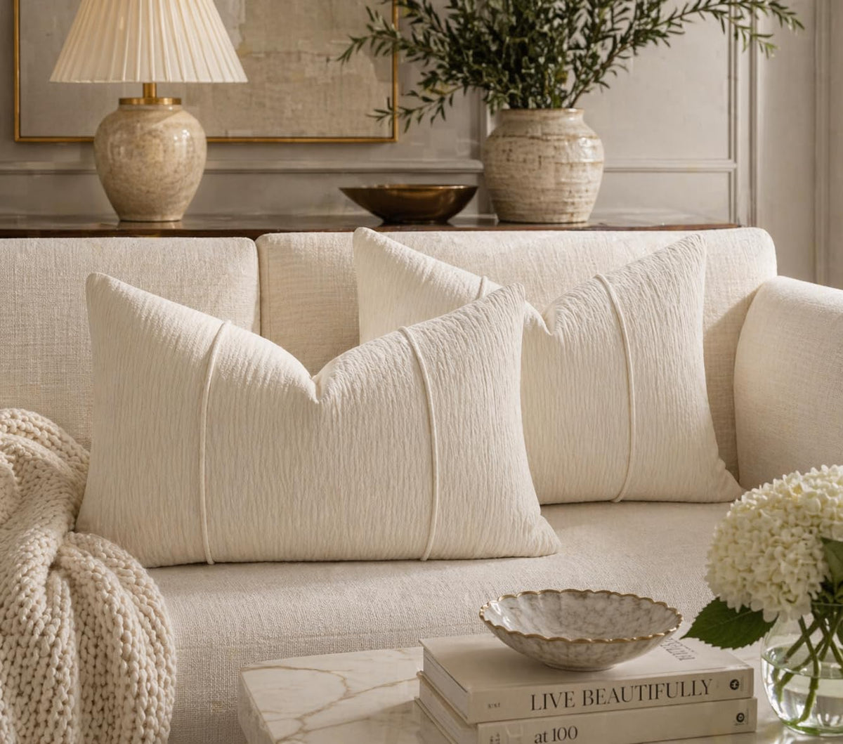 Textured Corded Ribbed Decorative Filled Accent Pillow 12" X 20" 1-Pack
