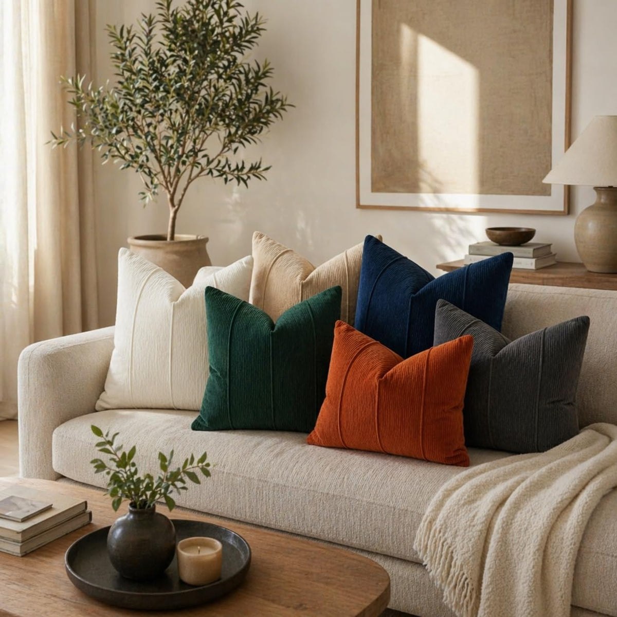 Textured Corded Ribbed Decorative Filled Accent Pillow 12" X 20" 1-Pack