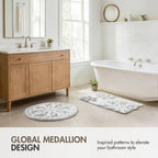 Round Medallion Tufted Cotton Bath Rug – 25", Plush, Super Absorbent, Machine Washable