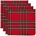 Christmas Tartan Cloth Napkins with Fringe 20" X 20", Set of 4