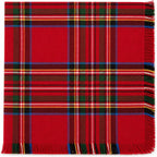 Christmas Tartan Cloth Napkins with Fringe 20" X 20", Set of 4