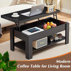 Modern Lift Top Coffee Table Black Wood Finish