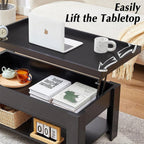 Modern Lift Top Coffee Table Black Wood Finish