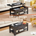 Modern Lift Top Coffee Table Black Wood Finish