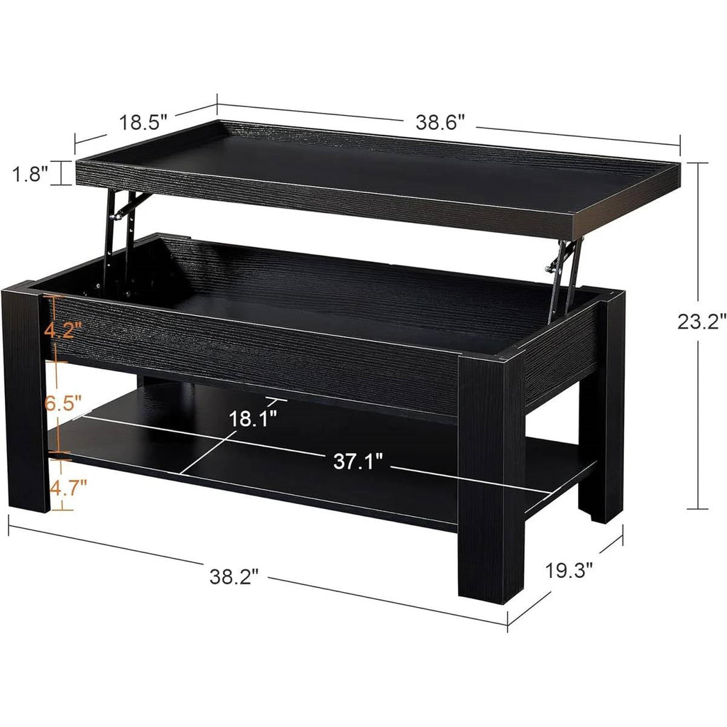 Modern Lift Top Coffee Table Black Wood Finish