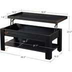 Modern Lift Top Coffee Table Black Wood Finish
