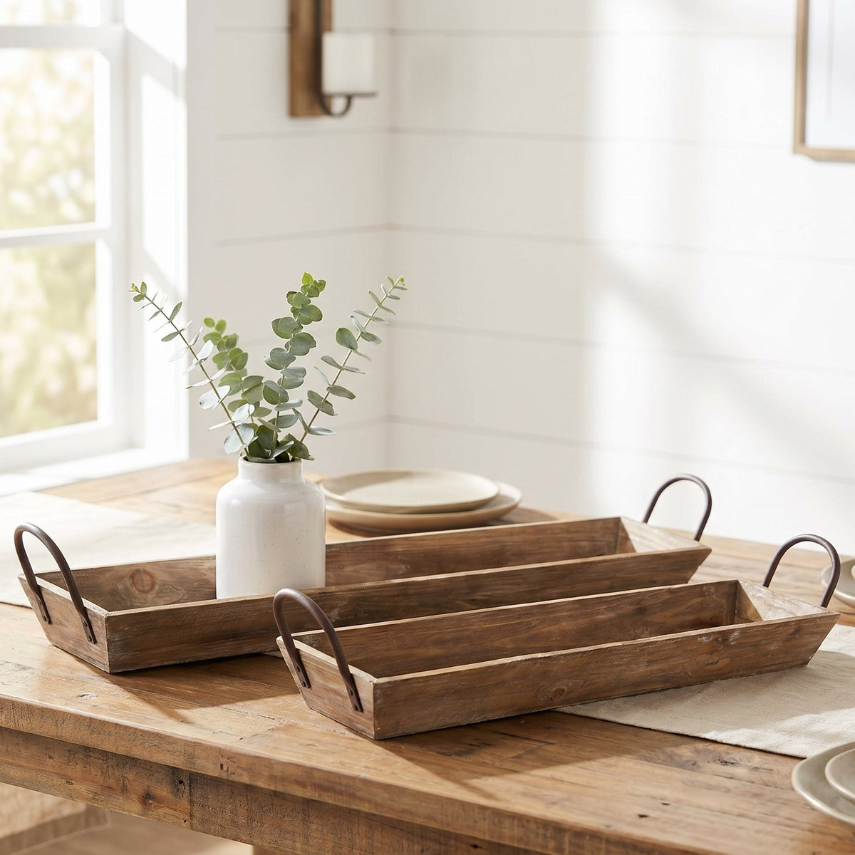 Barnwood Serving Trays with Handles - Set of 2