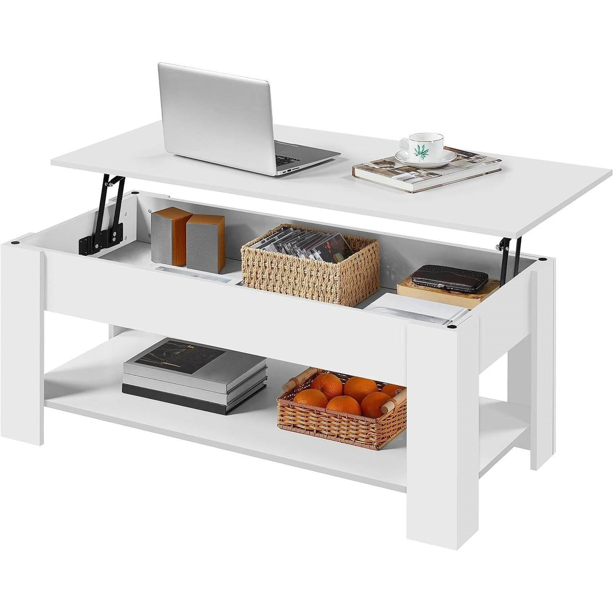 Lift-Top Coffee Table White Wood Finish