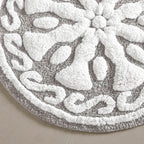 Round Medallion Tufted Cotton Bath Rug – 25", Plush, Super Absorbent, Machine Washable