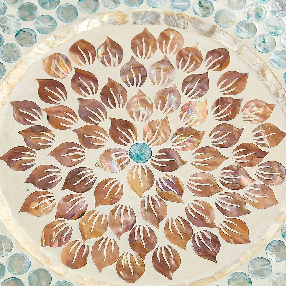 Mother-of-Pearl Inlay Mandala Wooden Serving Tray