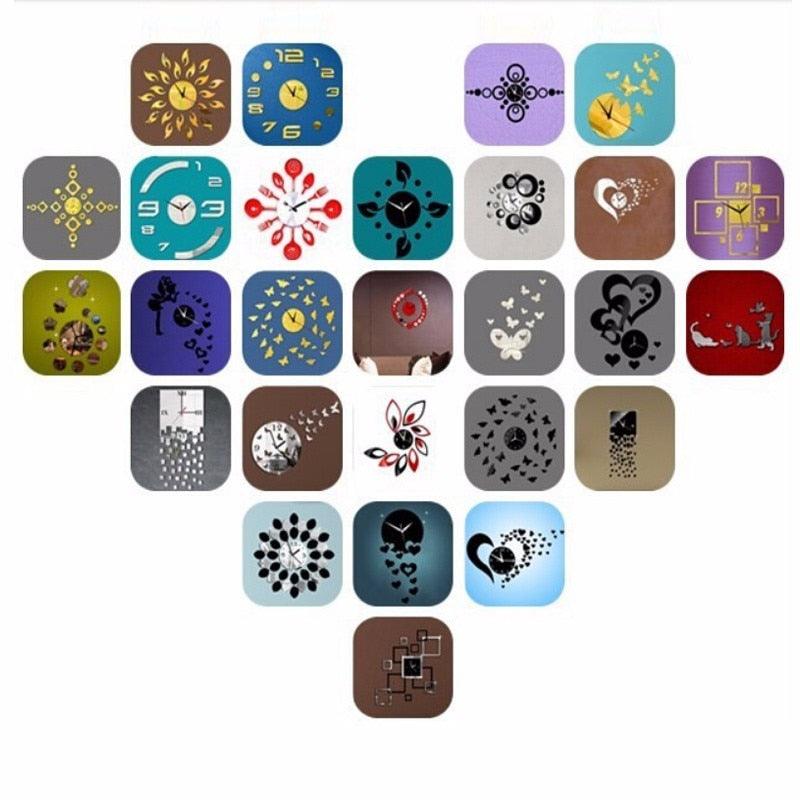 Acrylic Clocks Watch Wall Clock Modern Design 3D Mirror