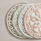Round Medallion Tufted Cotton Bath Rug – 25", Plush, Super Absorbent, Machine Washable