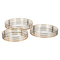 Round Mirrored Trays, Gold 3 Pc Set