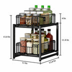 Under Sink Organizer, 2-Tier Pull Out Cabinet Organizer, Metal