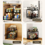 Under Sink Organizer, 2-Tier Pull Out Cabinet Organizer, Metal